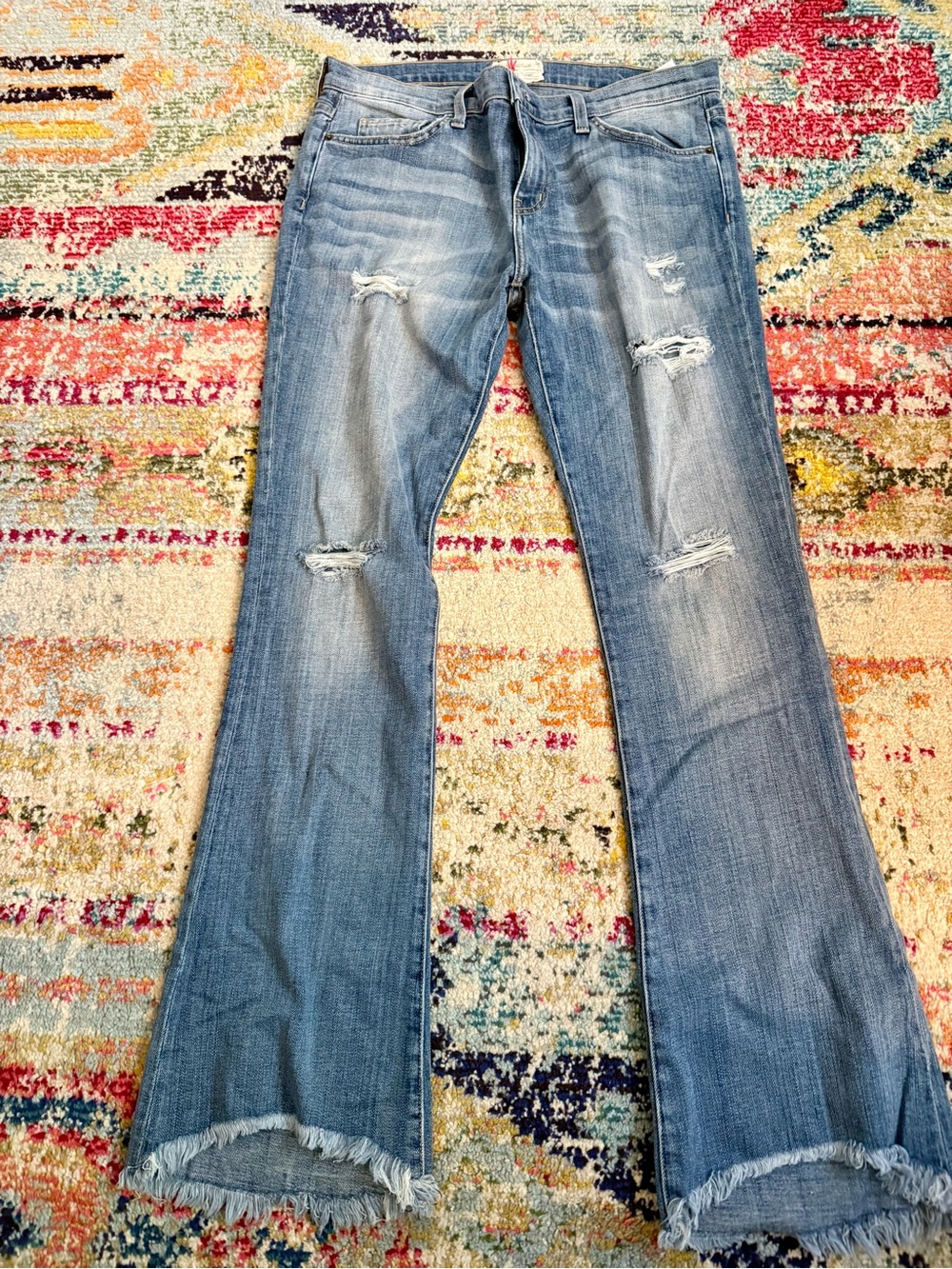 Current/Elliott Women's Bootcut Distressed Jeans